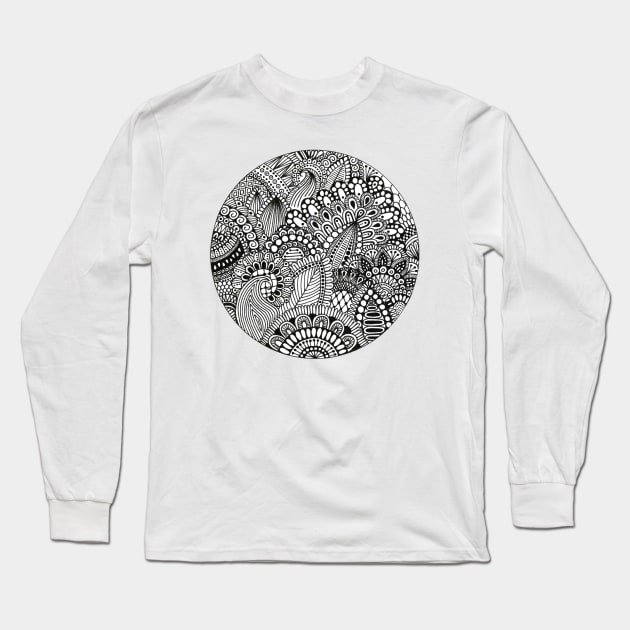 Zentangle Circle Long Sleeve T-Shirt by calenbundalas